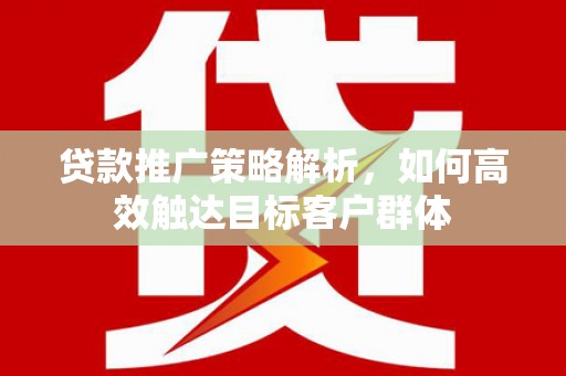 德格贷款推广策略解析，如何高效触达目标客户群体